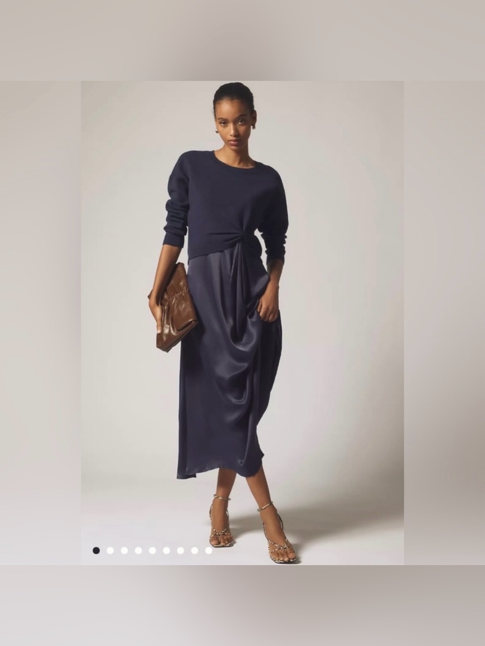 NWT ANTHROPOLOGIE Gemini Twofer Sweater + Dress Set Navy Blue Sz Medium